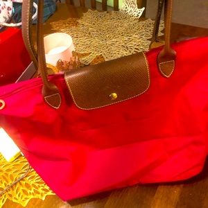Red Large Longchamp shoulder purse
